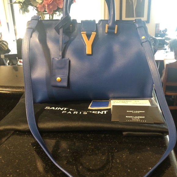 ⛔️SOLD🚫Saint Laurent Cabas ChYc Blue Leather BAG - Picture 2 of 8